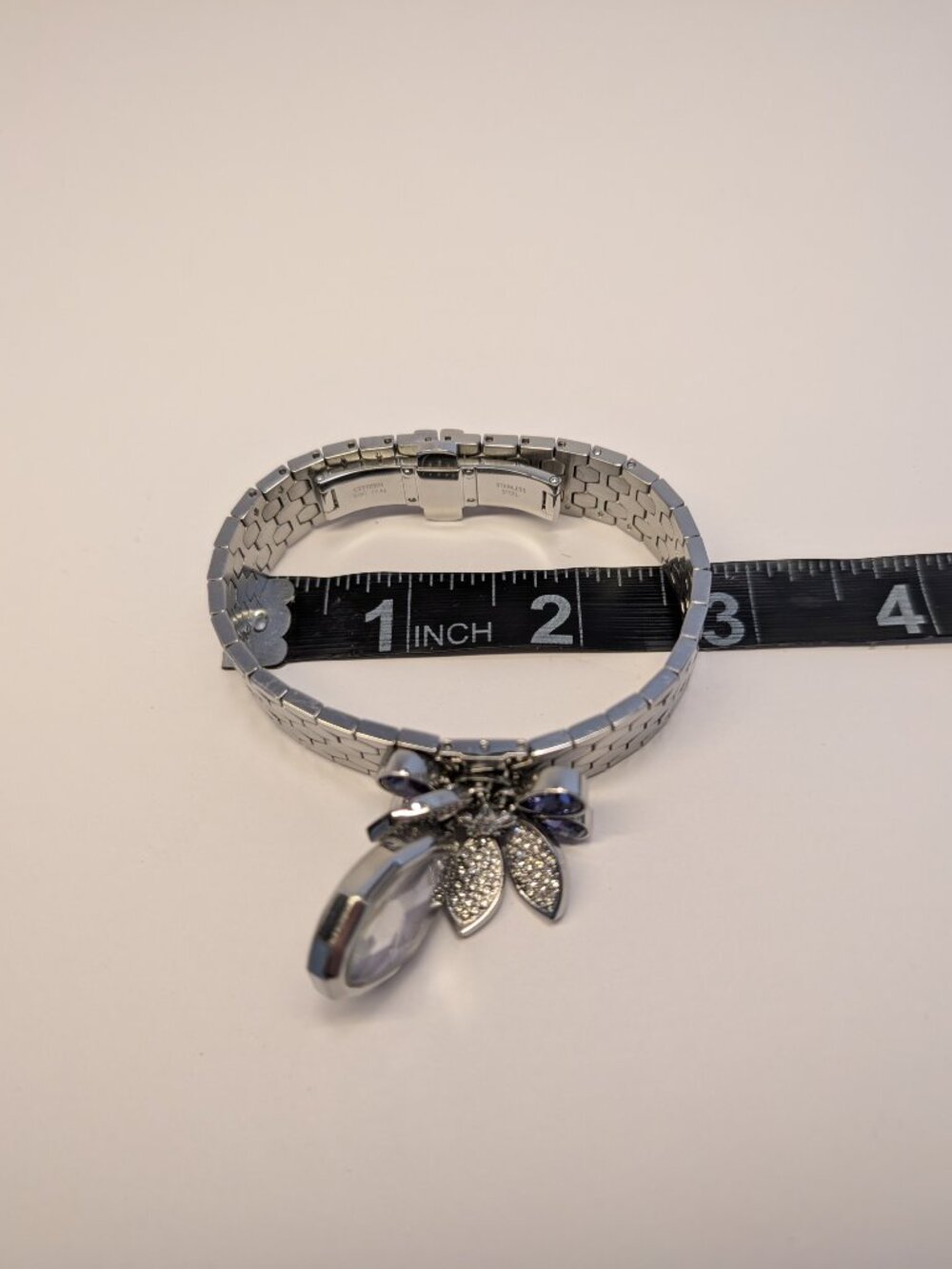 Citizen EcoDrive Lobella Crystal Flower Watch Sterling Silver Purple Face 550371 - Picture 12 of 16